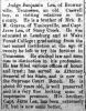 Benjamin James Lea Visit. Roxboro Courier (Roxboro, NC), 13 August 1891