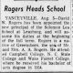 David W. Rogers Heads Solomon Lea School. The Herald-Sun (Durham, NC), 6 August 1954