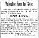 Dr. Nathaniel Moore Roan Farm Sale. The Caswell News (Yanceyville, NC), 19 February 1886