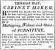 Thomas Day Cabinet Maker. Milton Gazette and Roanoke Advertiser (Milton, NC), 1 March 1827